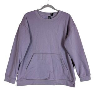 MONDETTA Sweatshirt Womens L Purple Crewneck Fleece Kangaroo Pocket Logo